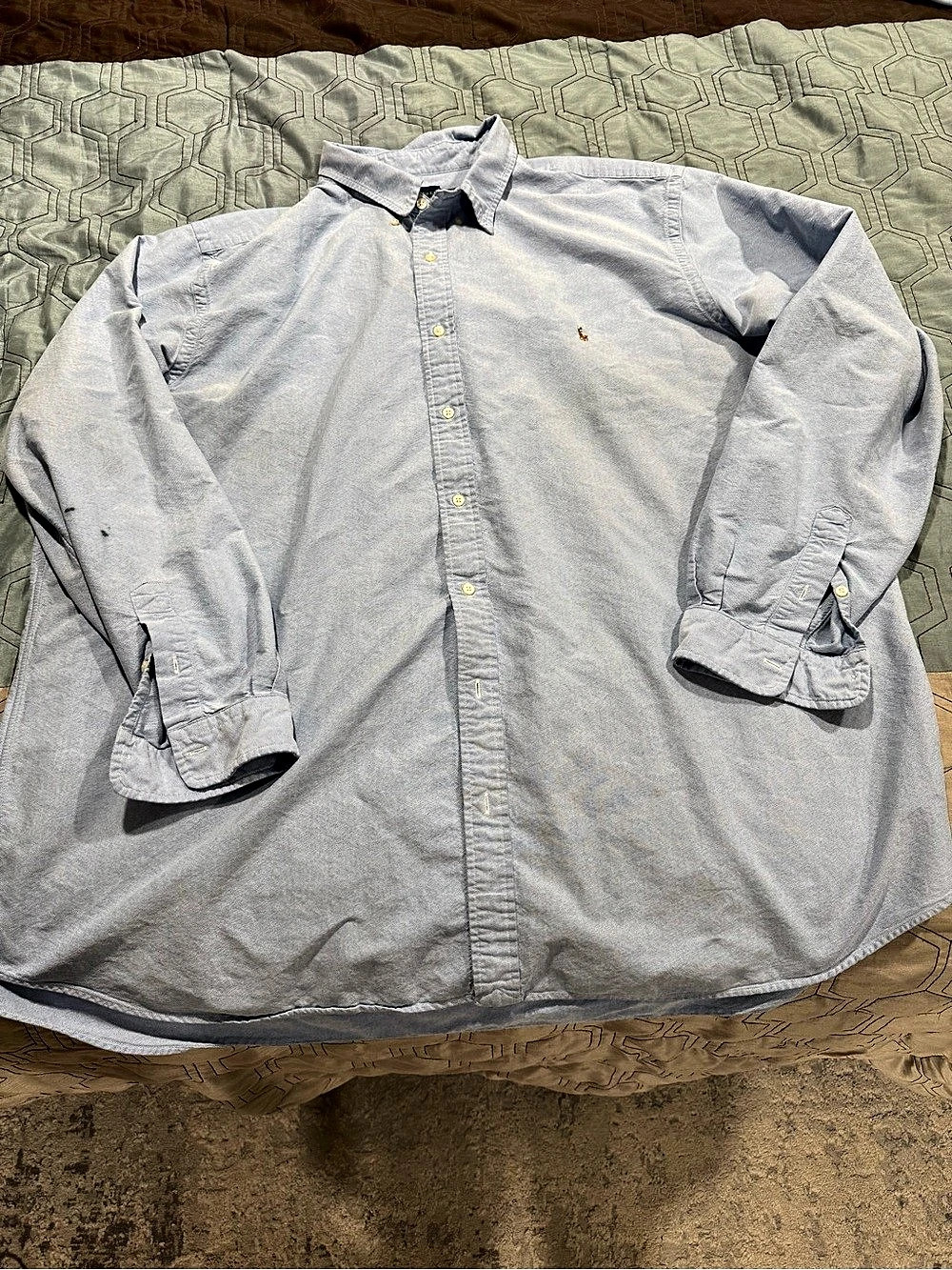 Two Ralph Lauren Oxford Button Down Shirt 4XLT Blue Chambray Classic Big Tall